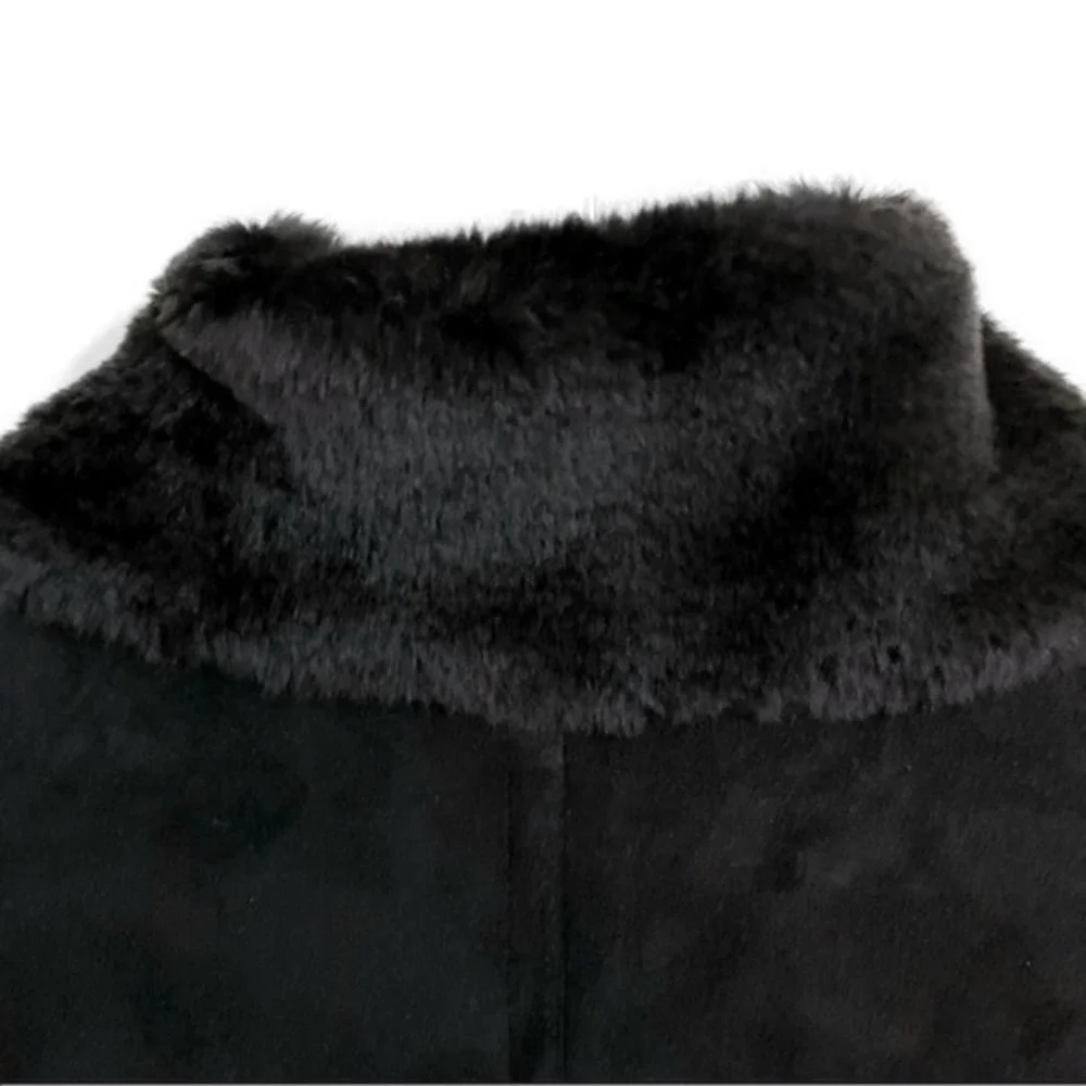 𝅺🎀 UTEX Faux Suede & Faux Fur Embroidered Sleeves Fur Cuffs Hidden Button C… - Picture 6 of 11
